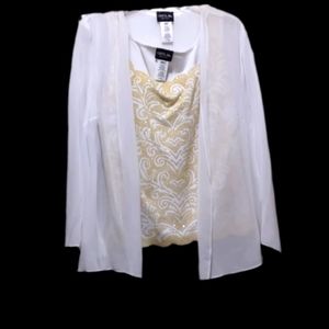 Classy 2pc Gold Glitter  Blouse + Shell set